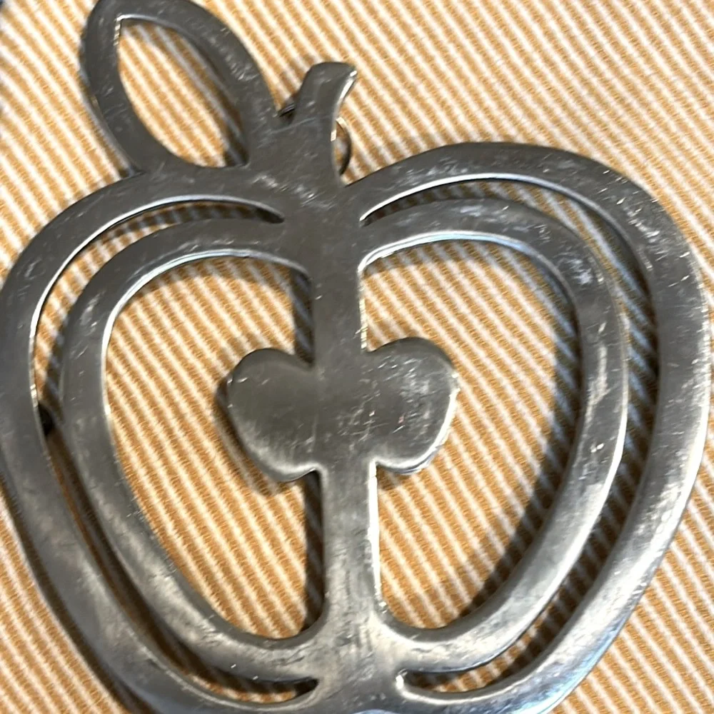 Vintage Silver Apple Trivet Ready to Hang 1980s